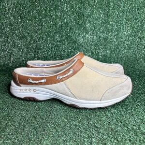 Easy Spirit Travelport Slip On Comfort Clog Walking Mule Beige Women Size 10 M